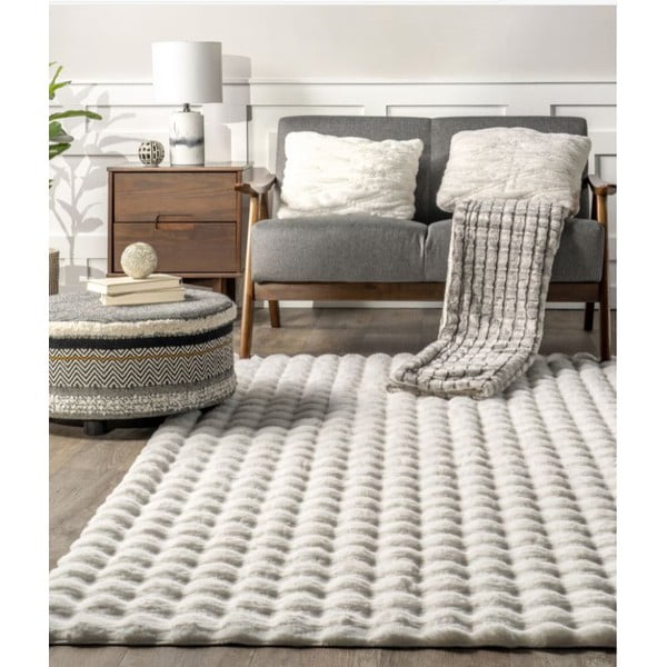 Biely prateľný koberec 150x230 cm Bubble White – Mila Home-image-3