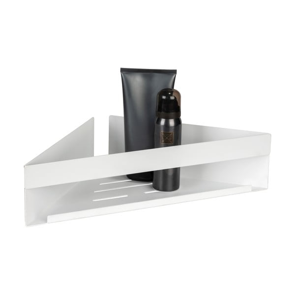 Matne biela kúpeľňová polička bez vŕtania/rohová Turbo-loc z nehrdzavejúcej ocele Genova – Wenko-image-3