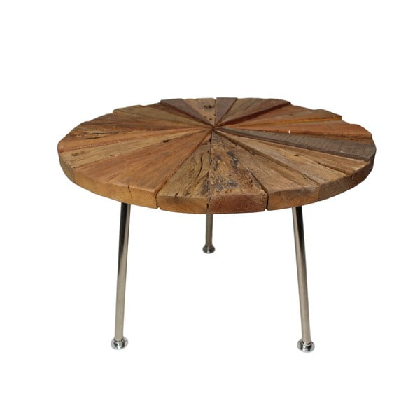 Odkladací stolík z teakového dreva HSM Collection Sun Stick, ⌀ 60 cm