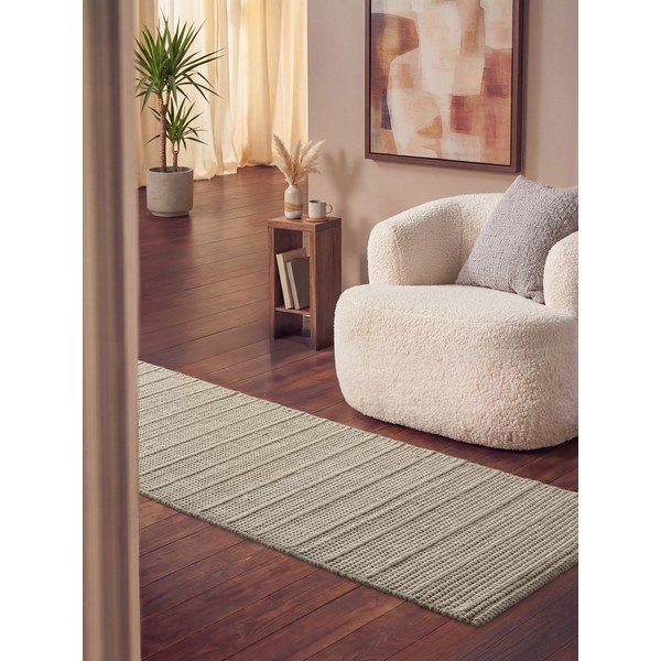 Krémovobiely ručne tkaný vlnený behúň 80x250 cm Camden Parker – Ted Baker-image-1