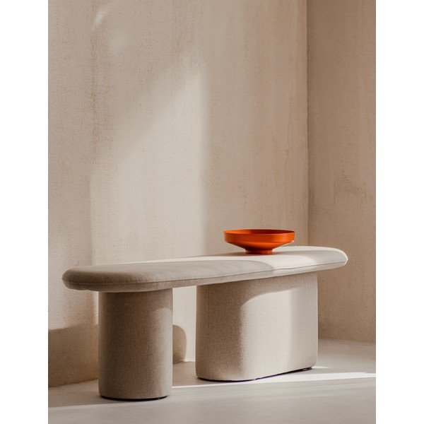 Béžová vlnená polstrovaná lavica Rull – noo.ma-image-1