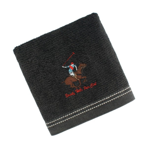 Čierny bavlnený uterák BHPC s výšivkou, 50x100 cm