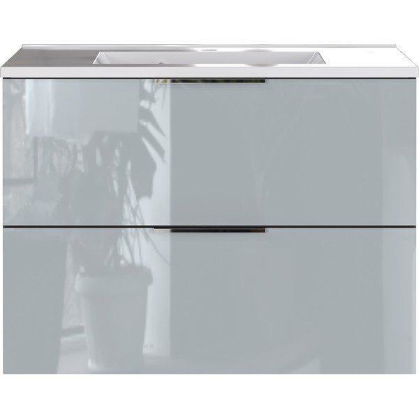 Sivá lesklá závesná skrinka s umývadlom 81x61 cm Vasio – Germania-image-4