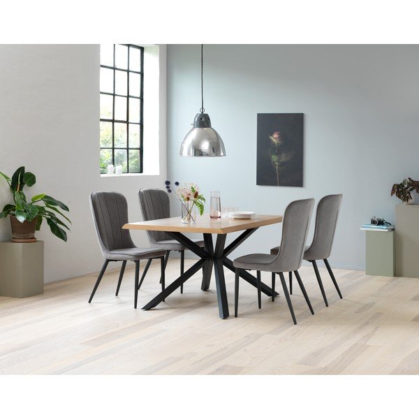Jedálenský stôl s doskou v dubovom dekore v prírodnej farbe 90x160 cm Arno – Unique Furniture-image-1