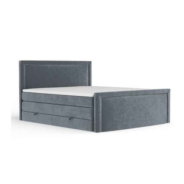 Tmavosivá boxspring posteľ s úložným priestorom 140x200 cm Lavenda – Maison de Rêve