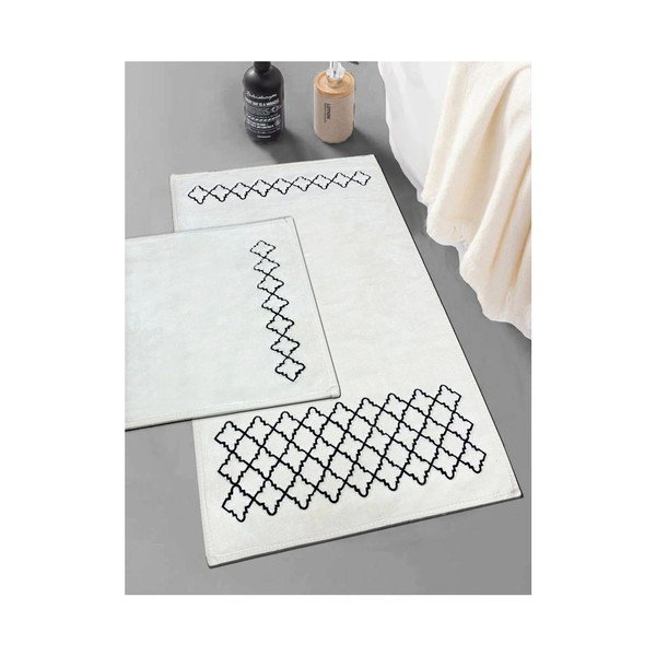 Krémovobiele kúpeľňové predložky v súprave 2 ks 60x100 cm Luxury – Foutastic-image-1