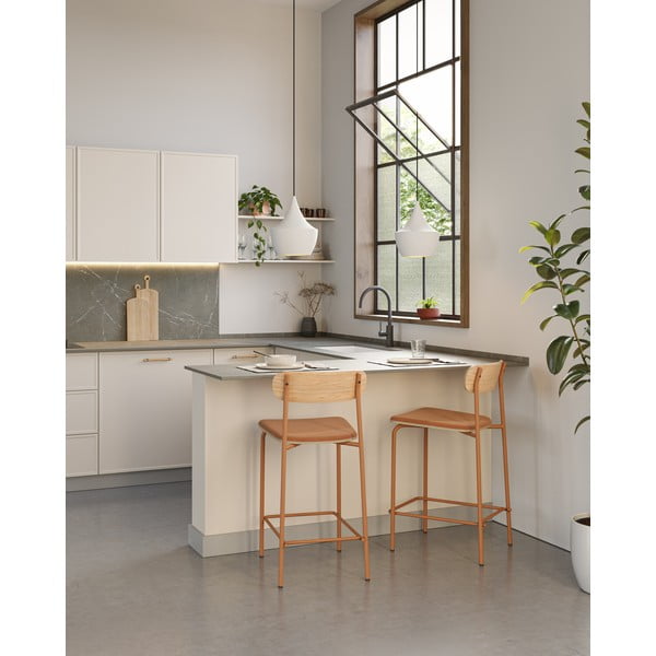 Barové stoličky v súprave 2 ks v červeno-prírodnej farbe (výška sedadla 66 cm) Adriana – Marckeric-image-1