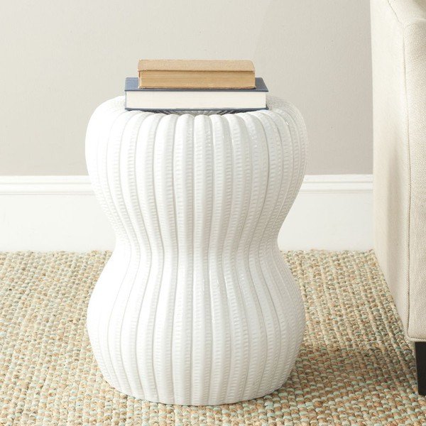Biely porcelánový stolík vhodný do exteriéru Safavieh Majorca, ø 40 cm-image-1