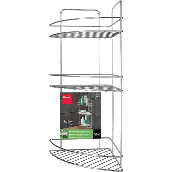 Oceľová kúpeľňová polička v lesklo striebornej farbe Luxy – Metaltex-image-2