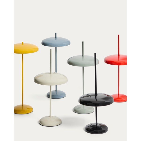 Svetlozelená LED stmievateľná stolová lampa s kovovým tienidlom (výška 35 cm) Porte – Kave Home-image-3