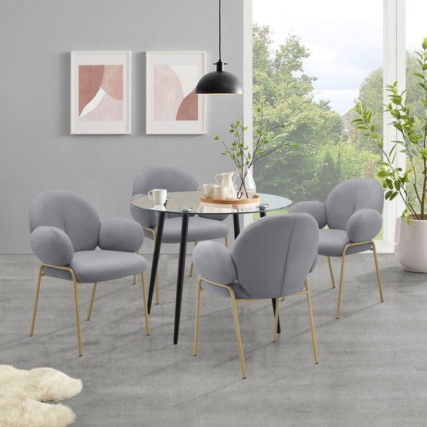Sivé čalúnené jedálenské kreslá v súprave s podrúčkami 2 ks Iwama – Støraa-image-1
