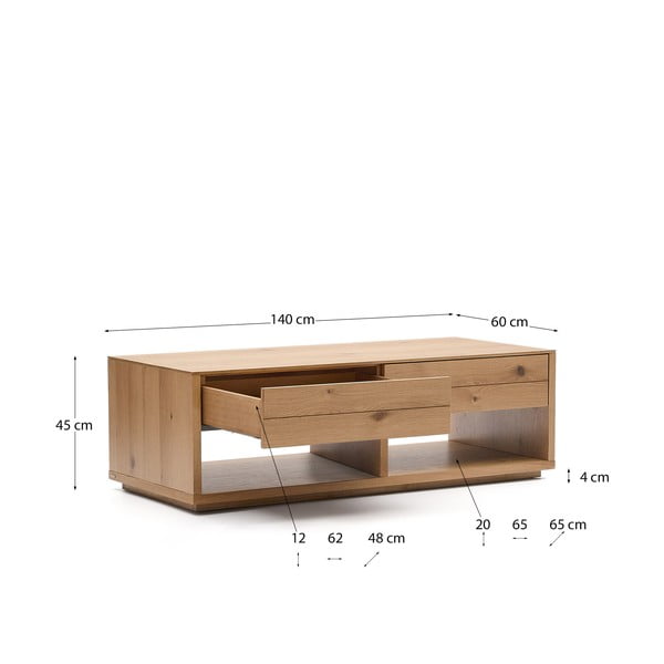 Konferenčný stolík v dekore duba v prírodnej farbe 60x140 cm Alguema – Kave Home-image-4