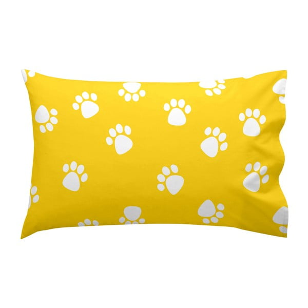 Žltá bavlnená obliečka na vankúš Mr. Fox Dogs, 40 × 60 cm