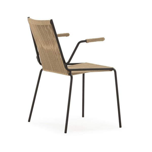 Béžové kovové jedálenské stoličky v súprave s podrúčkami/stohovateľné 2 ks Emily – Marckeric-image-3