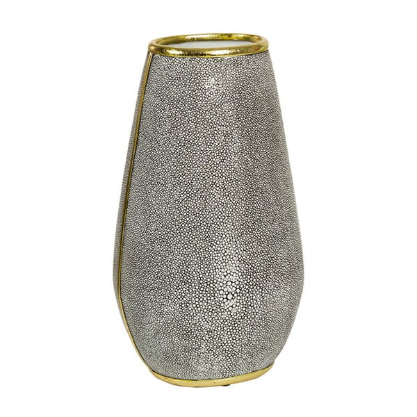 Sivá váza s detailmi v zlatej farbe Santiago Pons Pearl, výška 37 cm