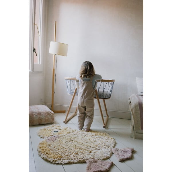 Žltý prateľný ručne tkaný bavlnený detský koberec 95x120 cm Ducky – Lorena Canals-image-3