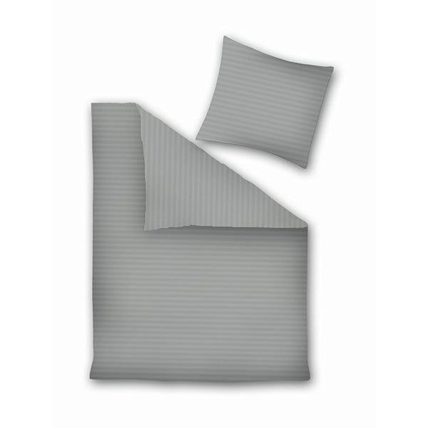 Sivé obliečky z mikroperkálu na jednolôžko DecoKing, 135 × 200 cm