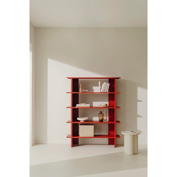 Červená kovová knižnica 120x156x37 cm Hes – noo.ma-image-1