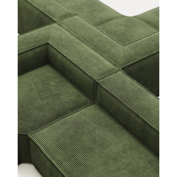 Zelená menčestrová rohová pohovka Blok – Kave Home-image-1