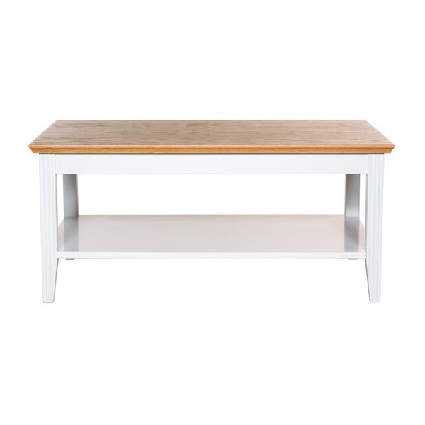 Biely konferenčný stolík s detailmi z dubovej dyhy We47 Family, 100 × 65 cm