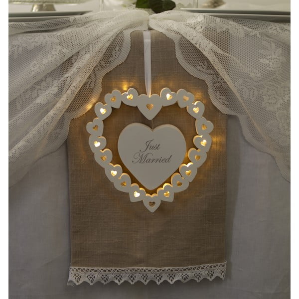 Svadobná dekorácia s LED svetielkami Wooden Heart