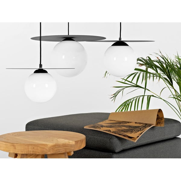 Čierne závesné svietidlo so skleneným tienidlom ø 40 cm Skiva Ball – CustomForm-image-1