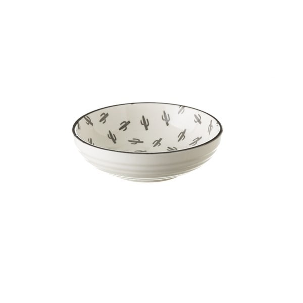 Sivo-biela porcelánová miska Unimasa Mini Cactus, priemer 12,6 cm