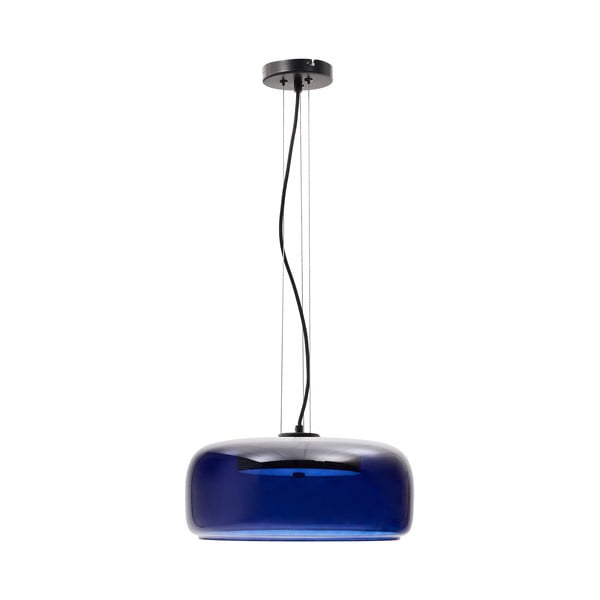 Tmavomodré LED závesné svietidlo so skleneným tienidlom ø 38 cm Reig – Kave Home