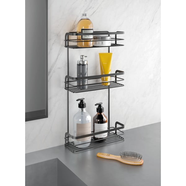 Čierna trojposchodová kúpeľňová polica Metaltex Origin-image-1