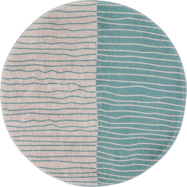 Umývateľný okrúhly koberec v tyrkysovo-krémovej farbe ø 120 cm Yuvarlak – Vitaus