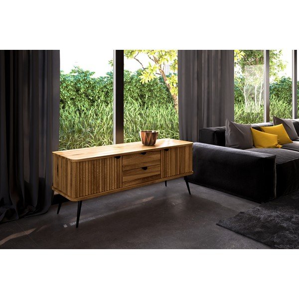 Nízka komoda z dubového dreva v prírodnej farbe 144x57 cm Kula - The Beds-image-4