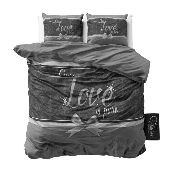 Sivé bavlnené obliečky Sleeptime Pure Love, 200 × 200 cm