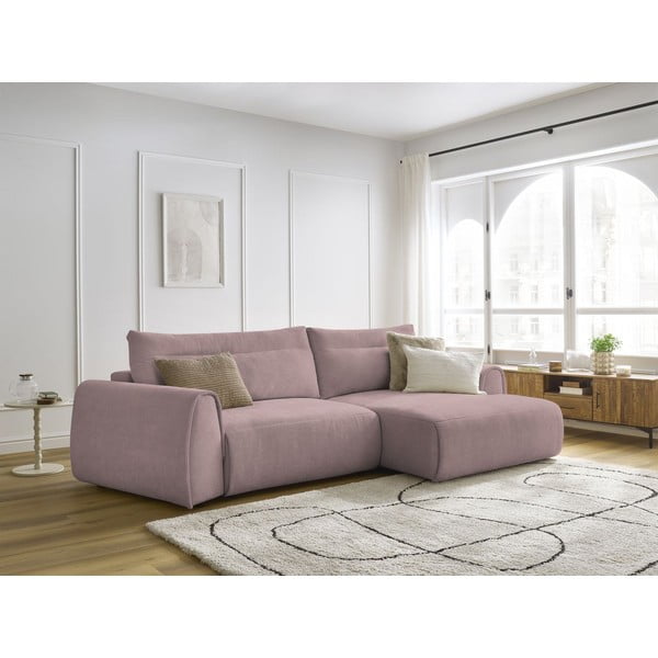 Svetloružová rohová pohovka Aden – Bobochic Paris-image-1