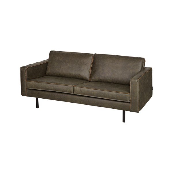 Tmavozelená pohovka s poťahom z recyklovanej kože BePureHome Rodeo, 190 cm-image-3