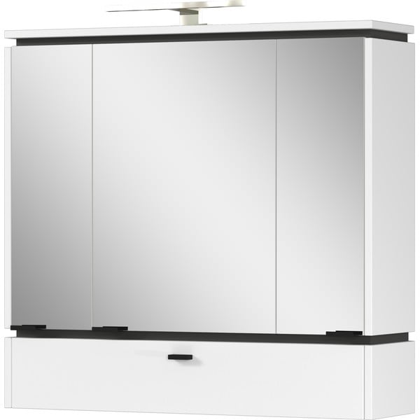 Biela kúpeľňová skrinka so zrkadlom a osvetlením 79x80 cm Modesto – Germania-image-1