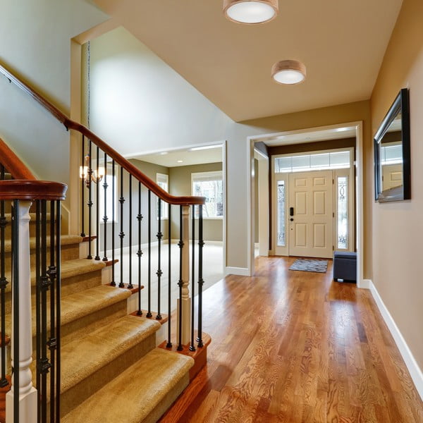 Hnedé stropné svietidlo so skleneným tienidlom ø 27 cm Eveline – LAMKUR-image-1