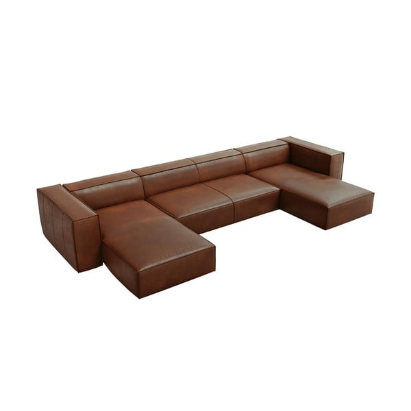 Koňakovohnedá kožená rohová pohovka (do "U") Madame - Windsor & Co Sofas-image-2