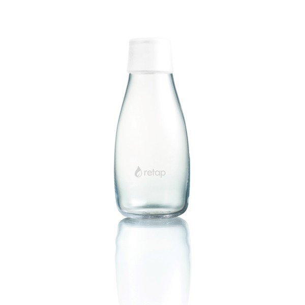 Biela sklenená fľaša ReTap s doživotnou zárukou, 300 ml