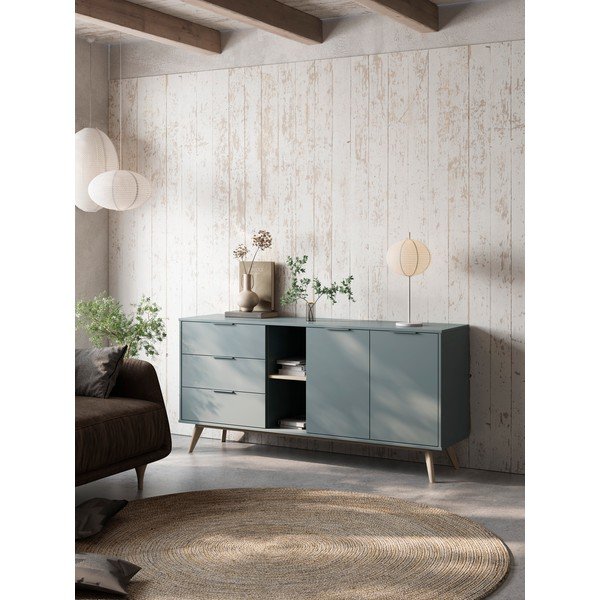 Komoda sivozelená 165x80x40 cm Pisco – Marckeric-image-1
