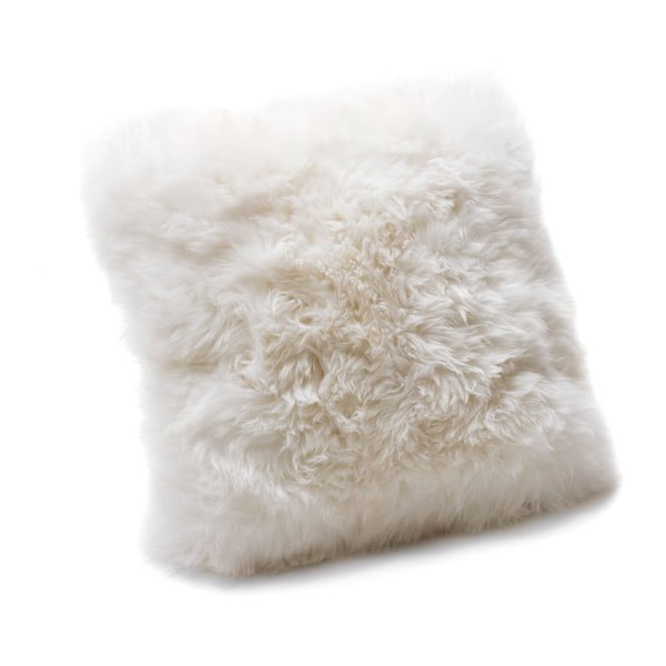 Biely vankúš z ovčej kožušiny Royal Dream Sheepskin, 30 × 30 cm