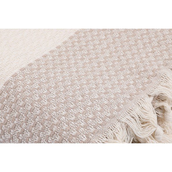 Béžový bavlnený pléd na dvojlôžko 230x200 cm Seritli – Mijolnir-image-3