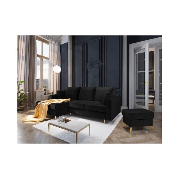 Čierny puf Mazzini Sofas Muguet, 60 × 45 cm-image-3
