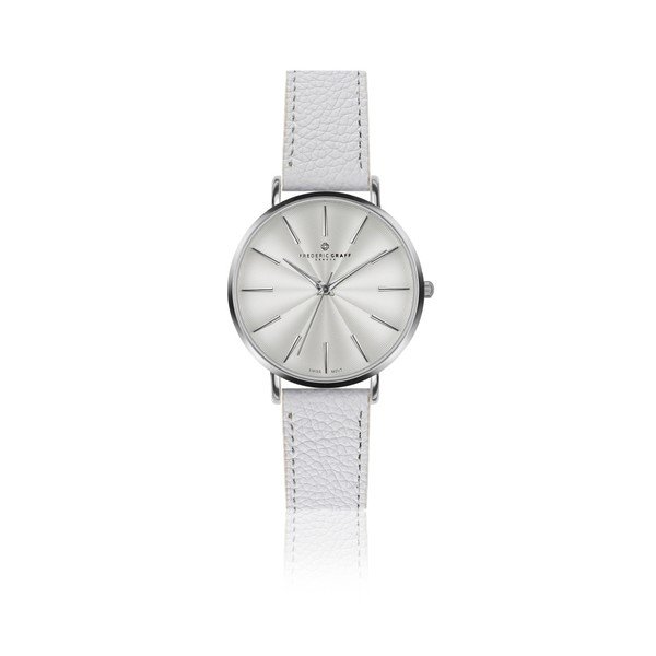 Dámske hodinky s bielym remienkom z pravej kože Frederic Graff Monte