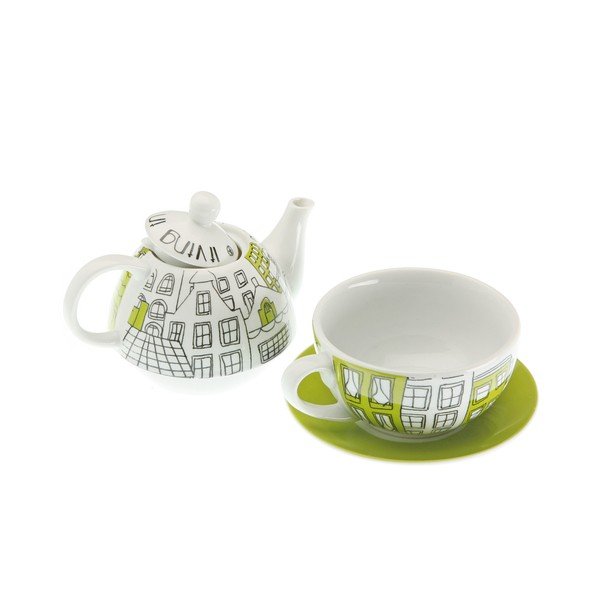 Hrnček s kanvičkou a tanierikom Lime Clock