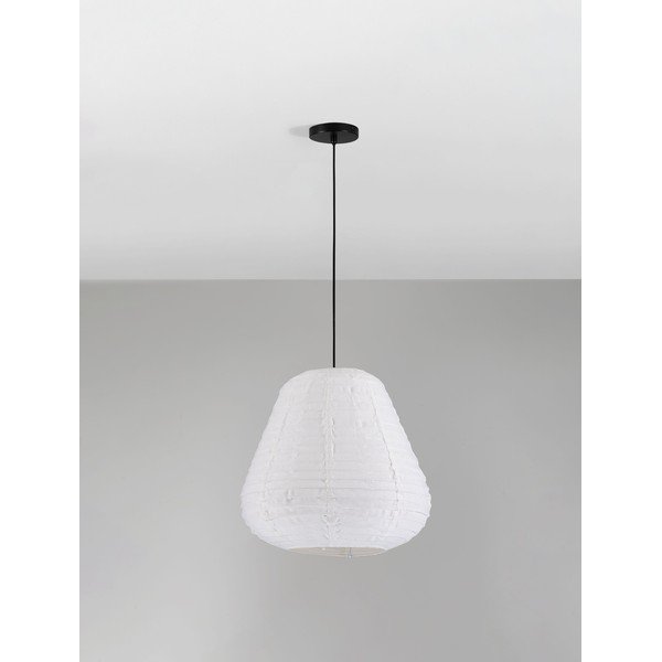 Biele ľanové závesné svietidlo ø 50 cm Linnet – Nova Luce-image-4