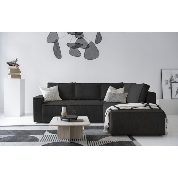 Antracitovosivá menčestrová rozkladacia rohová pohovka (pravý roh) Brave Dave – Miuform-image-4