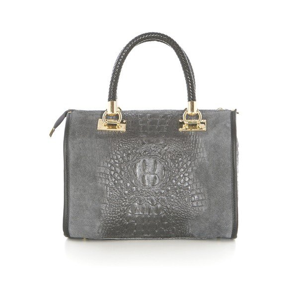 Sivá kabelka z pravej kože Federica Bassi Dinah-image-4