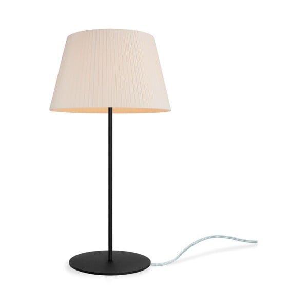 Krémová stolová lampa s čiernou základňou Bulb Attack Dos Plisado, ⌀ 36 cm