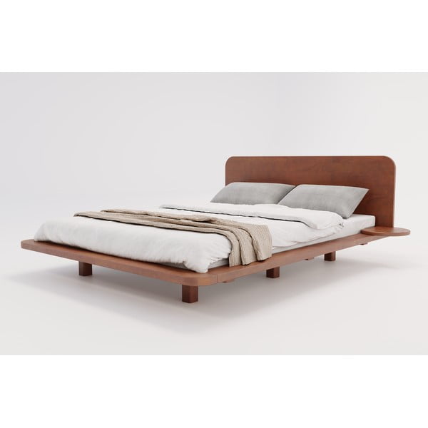 Hnedá dvojlôžková posteľ z bukového dreva 200x200 cm Japandic - Skandica-image-2