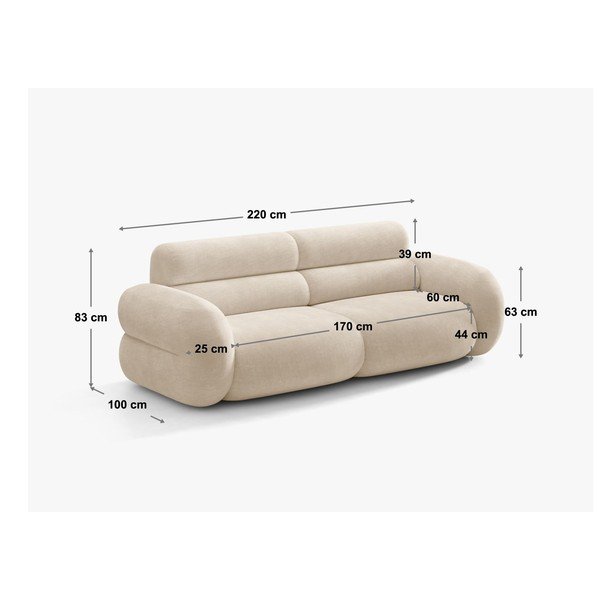 Béžová ženilková pohovka 220 cm Neo – Micadoni -image-4